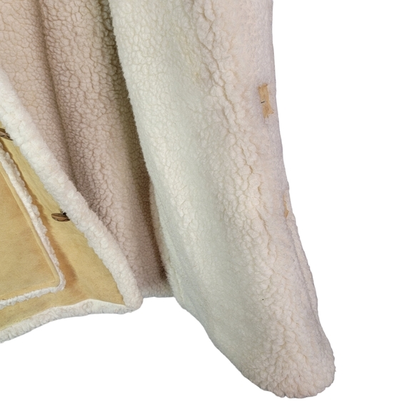 Suede Sherpa Lined Vintage 70's Heavy Winter Cold Weather Button Down Coat 40 - Picture 5 of 16